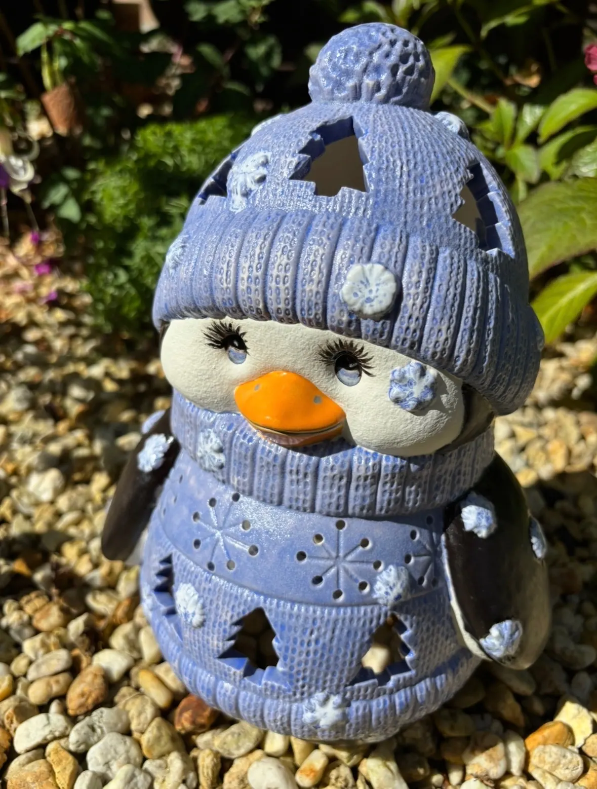 Winterlicher Pinguin als Windlicht – Bild 1